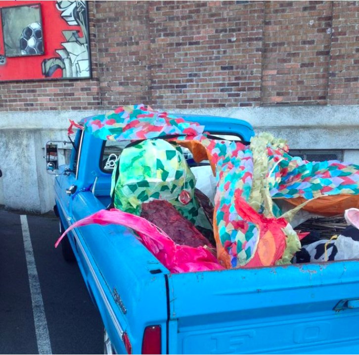 Collaboration was common: Jen's Baby Blue full of luminaria by Hilltop Artists & others.