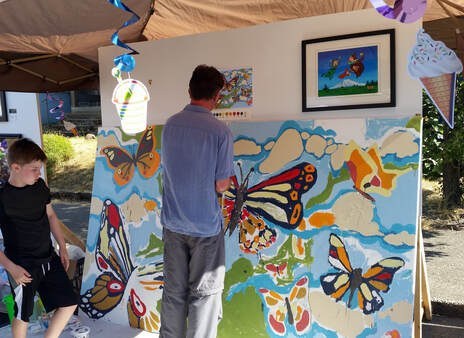 Butterflies in process — Mindy Barker's paint-by-number.