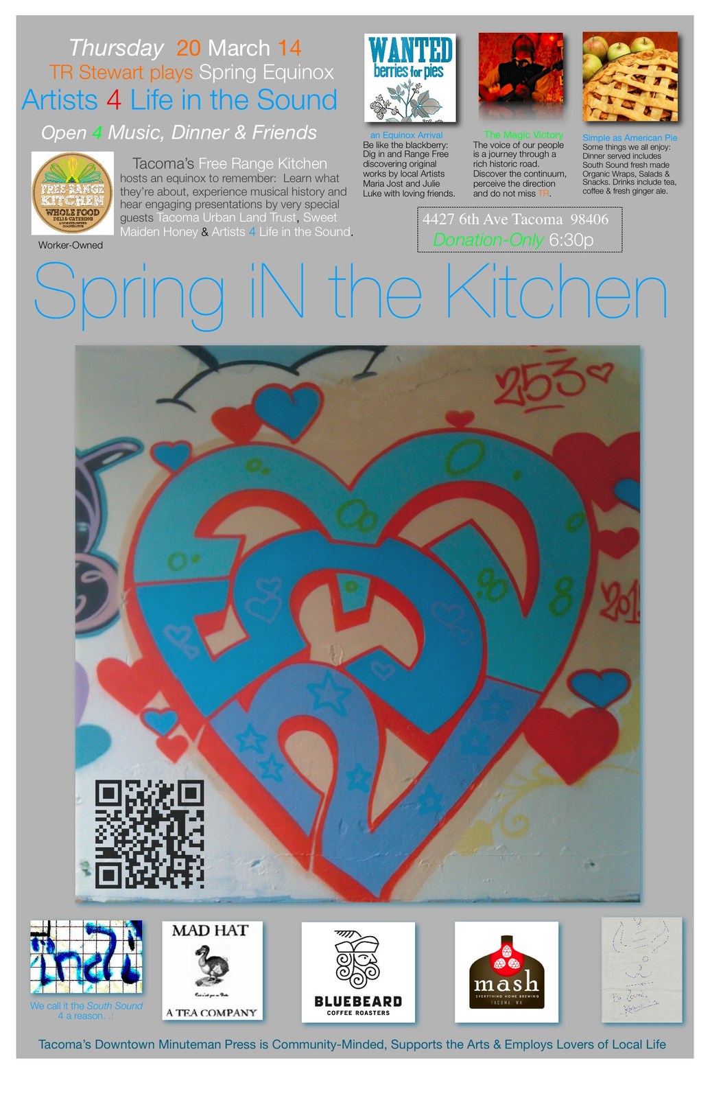 Spring! in the Kitchen, March 20, 2014 — Minuteman's line runs along the foot of the poster.