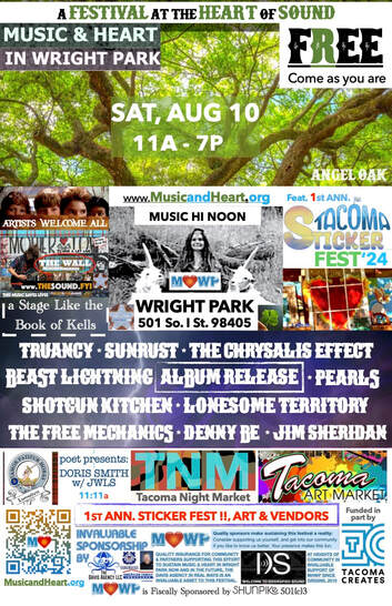 2024 poster — Music & Heart in Wright Park.
