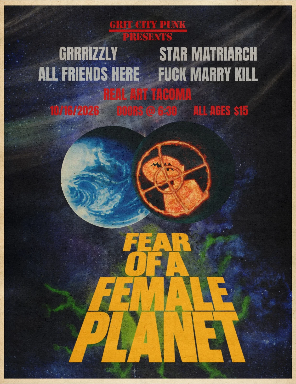 Grit City Punk presents:  FEAR OF A FEMALE PLANET flyer