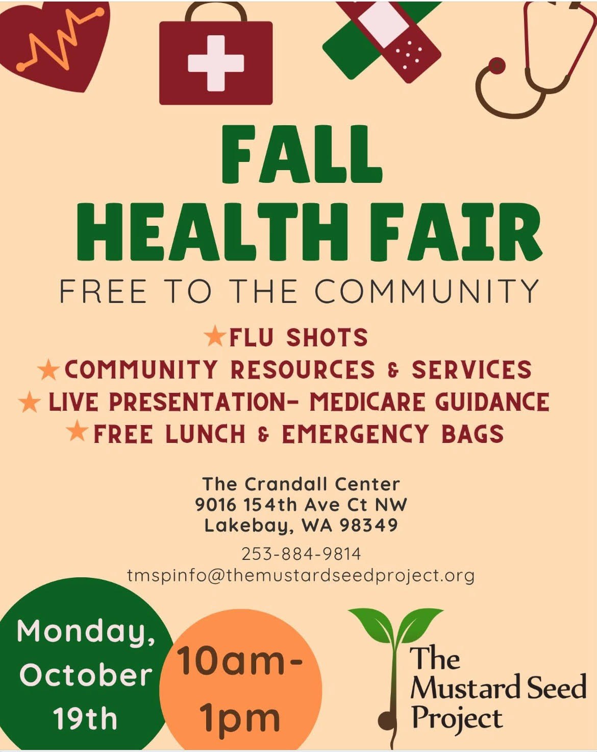 Fall Health Fair at The Mustard Seed Project flyer